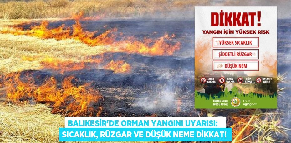 Balıkesir'de Orman Yangını Uyarısı:   Sıcaklık, Rüzgar ve Düşük Neme Dikkat!