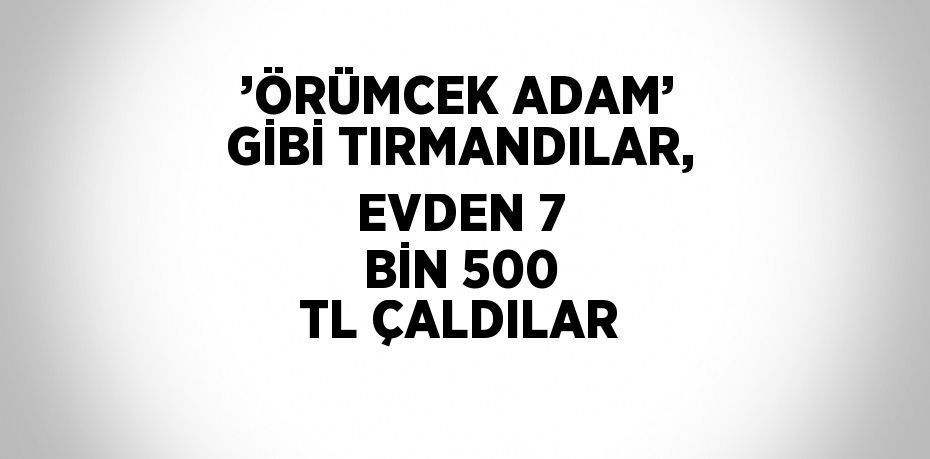 ’ÖRÜMCEK ADAM’ GİBİ TIRMANDILAR, EVDEN 7 BİN 500 TL ÇALDILAR