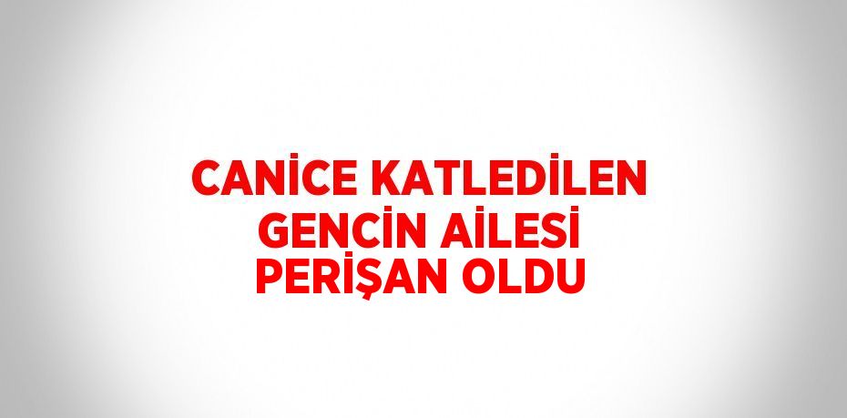 CANİCE KATLEDİLEN GENCİN AİLESİ PERİŞAN OLDU