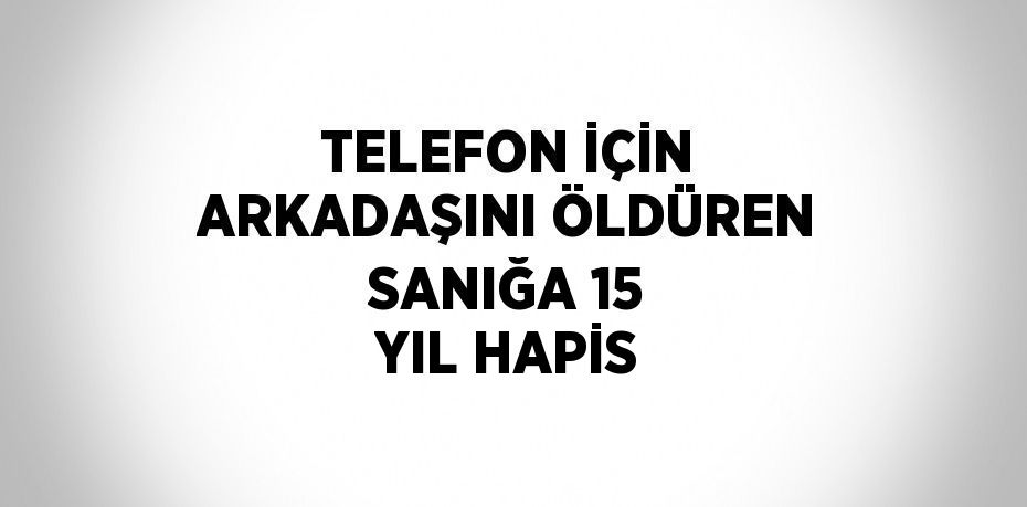 TELEFON İÇİN ARKADAŞINI ÖLDÜREN SANIĞA 15 YIL HAPİS