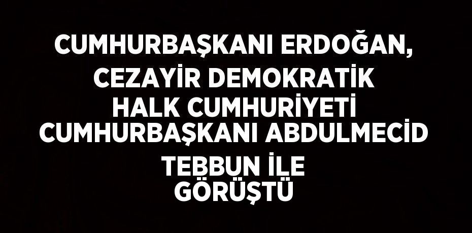 CUMHURBAŞKANI ERDOĞAN, CEZAYİR DEMOKRATİK HALK CUMHURİYETİ CUMHURBAŞKANI ABDULMECİD TEBBUN İLE GÖRÜŞTÜ