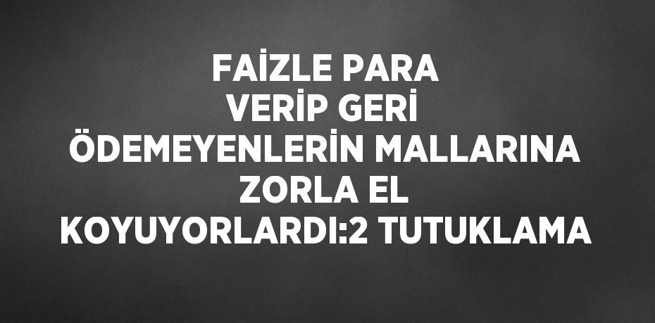 FAİZLE PARA VERİP GERİ ÖDEMEYENLERİN MALLARINA ZORLA EL KOYUYORLARDI:2 TUTUKLAMA