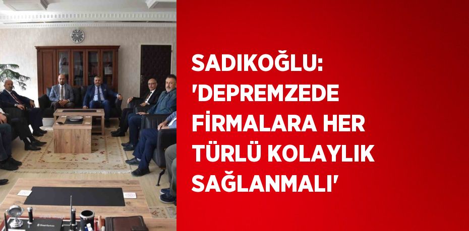 SADIKOĞLU: 'DEPREMZEDE FİRMALARA HER TÜRLÜ KOLAYLIK SAĞLANMALI'