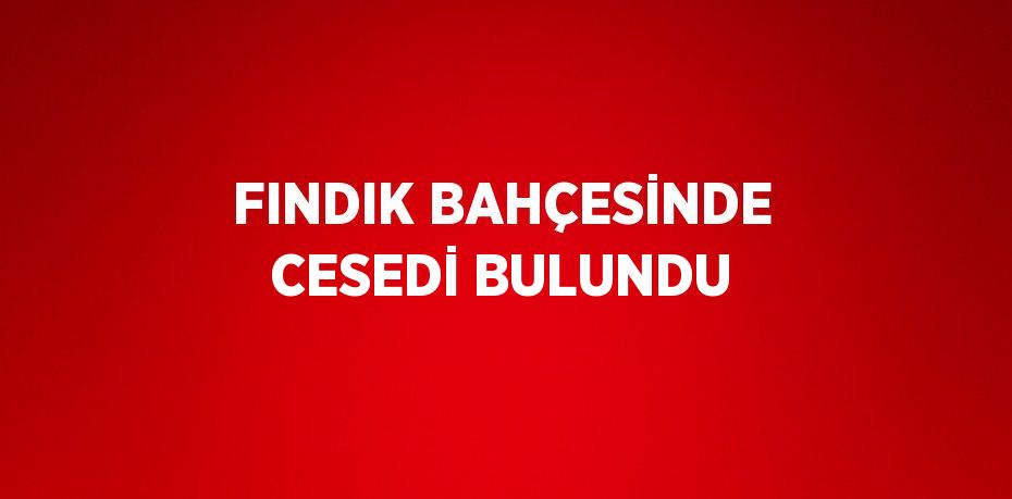 FINDIK BAHÇESİNDE CESEDİ BULUNDU