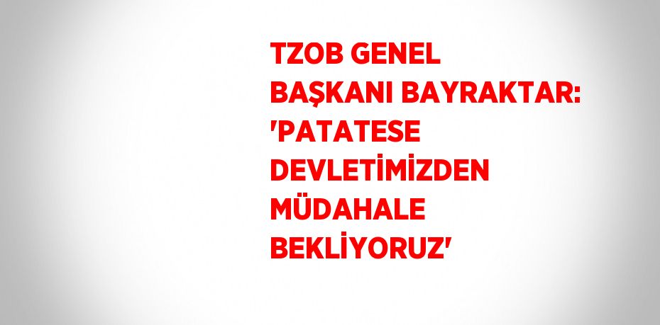 TZOB GENEL BAŞKANI BAYRAKTAR: 'PATATESE DEVLETİMİZDEN MÜDAHALE BEKLİYORUZ'