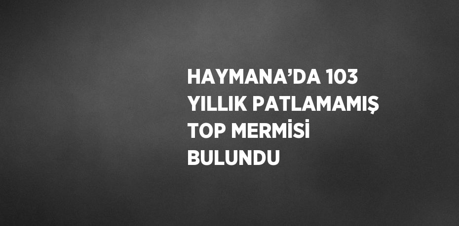 HAYMANA’DA 103 YILLIK PATLAMAMIŞ TOP MERMİSİ BULUNDU