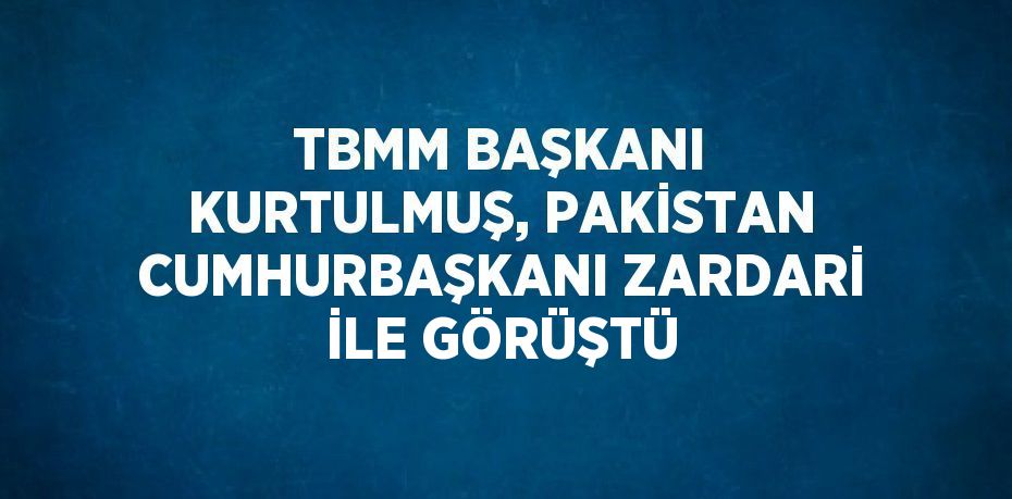 TBMM BAŞKANI KURTULMUŞ, PAKİSTAN CUMHURBAŞKANI ZARDARİ İLE GÖRÜŞTÜ