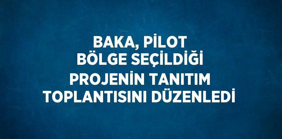 BAKA, PİLOT BÖLGE SEÇİLDİĞİ PROJENİN TANITIM TOPLANTISINI DÜZENLEDİ