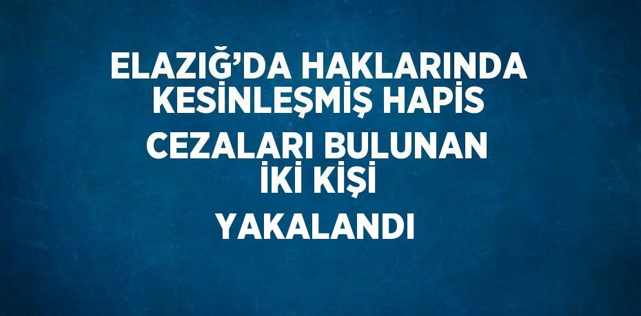 ELAZIĞ’DA HAKLARINDA KESİNLEŞMİŞ HAPİS CEZALARI BULUNAN İKİ KİŞİ YAKALANDI