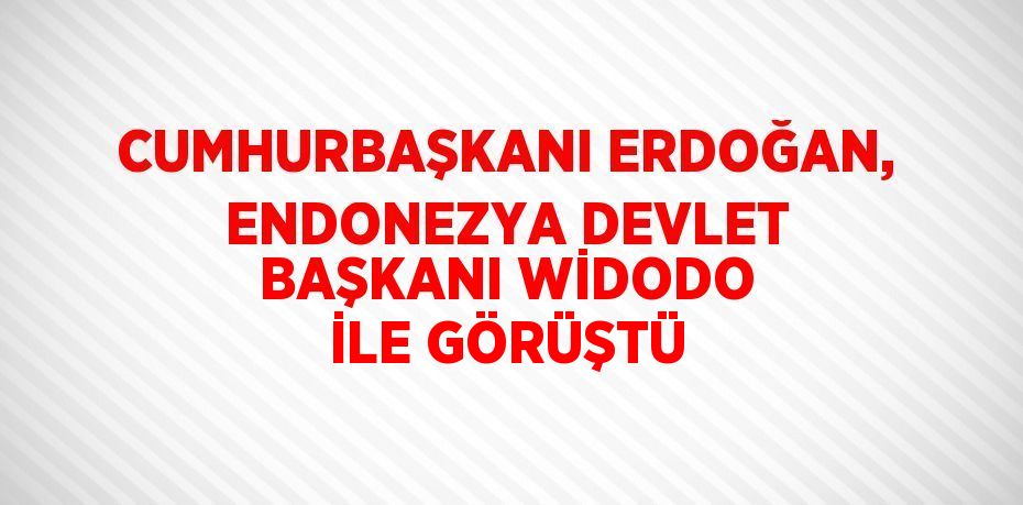 CUMHURBAŞKANI ERDOĞAN, ENDONEZYA DEVLET BAŞKANI WİDODO İLE GÖRÜŞTÜ