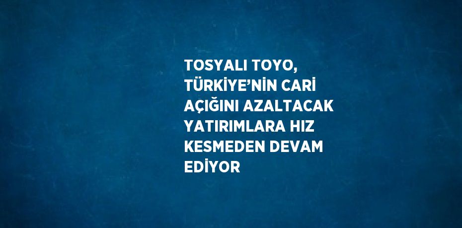 TOSYALI TOYO, TÜRKİYE’NİN CARİ AÇIĞINI AZALTACAK YATIRIMLARA HIZ KESMEDEN DEVAM EDİYOR