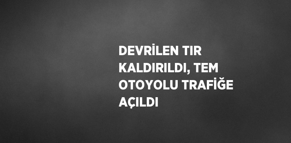 DEVRİLEN TIR KALDIRILDI, TEM OTOYOLU TRAFİĞE AÇILDI