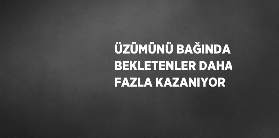 ÜZÜMÜNÜ BAĞINDA BEKLETENLER DAHA FAZLA KAZANIYOR