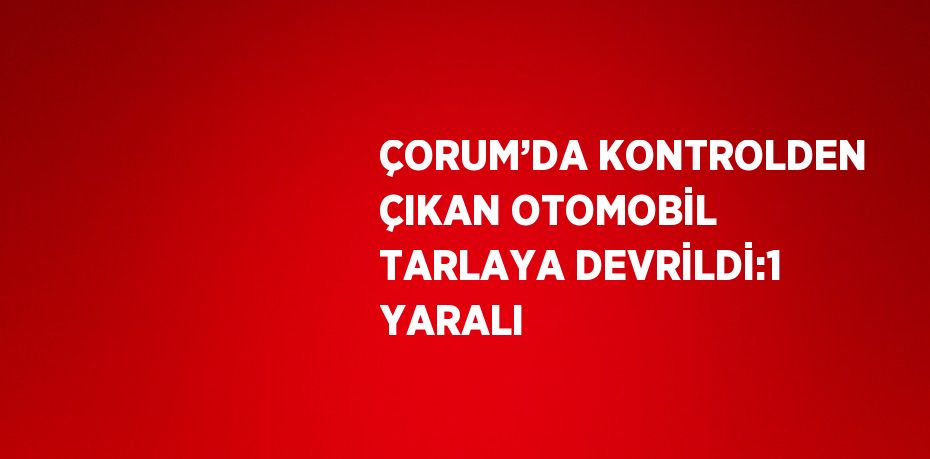 ÇORUM’DA KONTROLDEN ÇIKAN OTOMOBİL TARLAYA DEVRİLDİ:1 YARALI