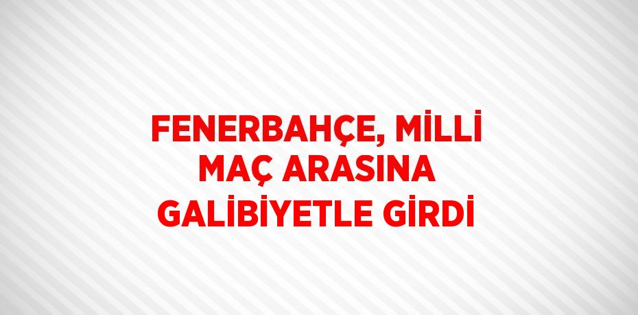 FENERBAHÇE, MİLLİ MAÇ ARASINA GALİBİYETLE GİRDİ