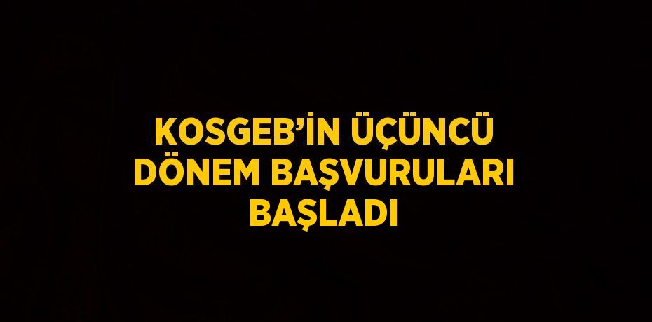 KOSGEB’İN ÜÇÜNCÜ DÖNEM BAŞVURULARI BAŞLADI