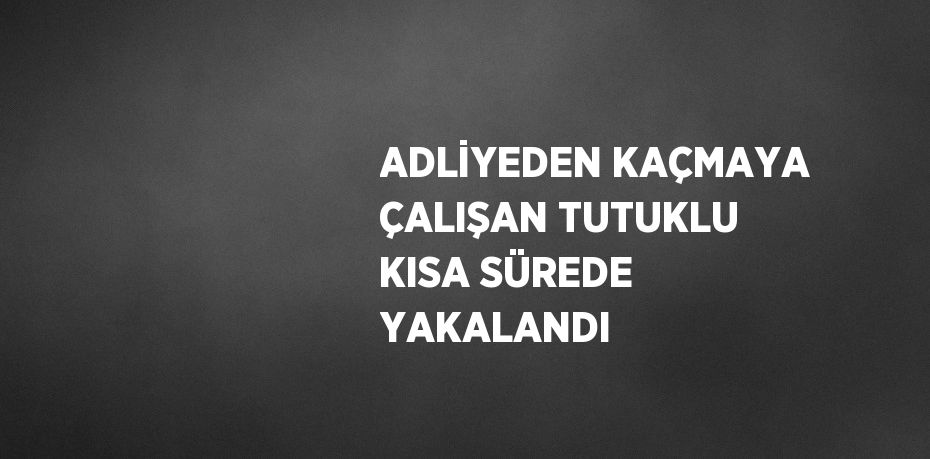 ADLİYEDEN KAÇMAYA ÇALIŞAN TUTUKLU KISA SÜREDE YAKALANDI