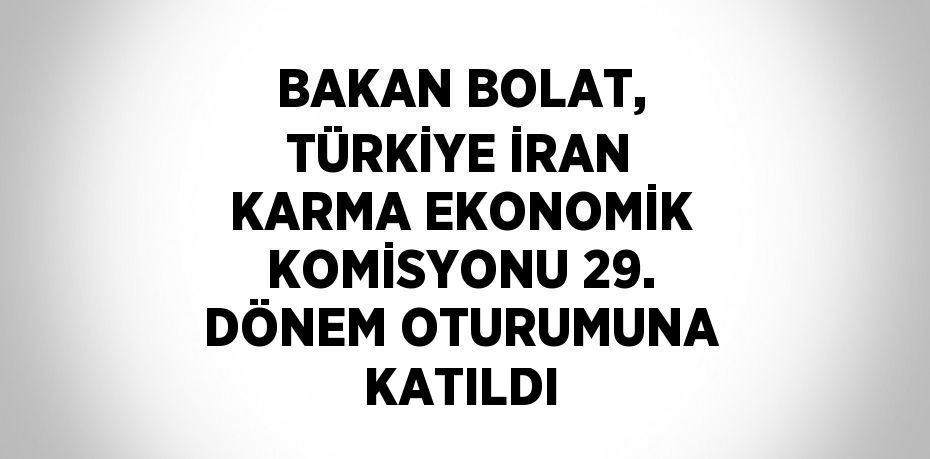 BAKAN BOLAT, TÜRKİYE İRAN KARMA EKONOMİK KOMİSYONU 29. DÖNEM OTURUMUNA KATILDI