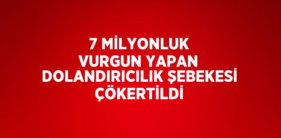 7 MİLYONLUK VURGUN YAPAN DOLANDIRICILIK ŞEBEKESİ ÇÖKERTİLDİ