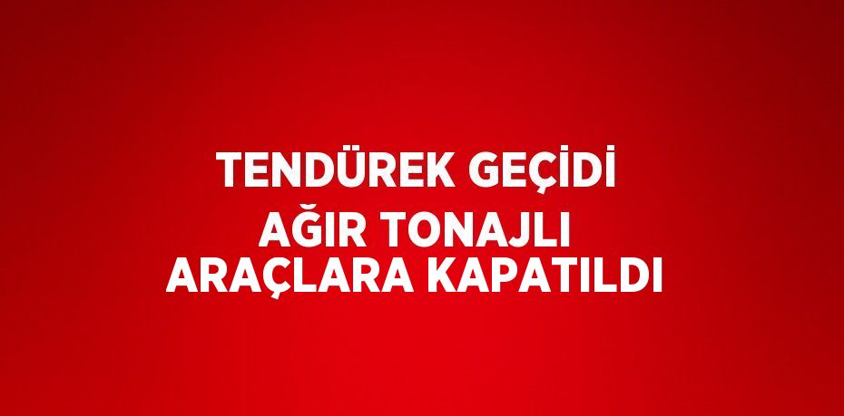 TENDÜREK GEÇİDİ AĞIR TONAJLI ARAÇLARA KAPATILDI