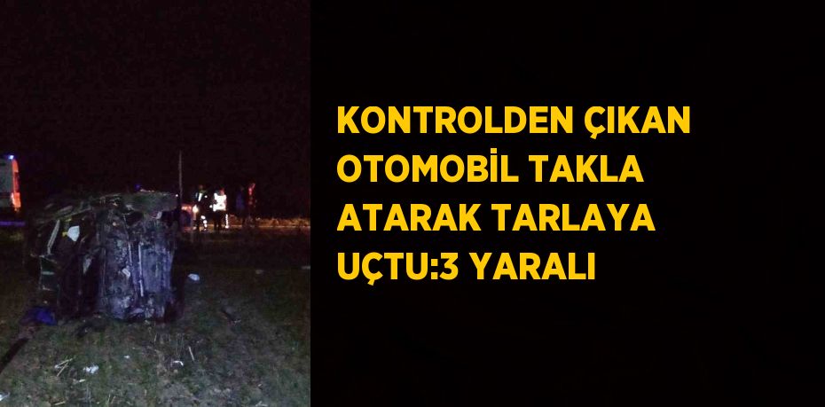 KONTROLDEN ÇIKAN OTOMOBİL TAKLA ATARAK TARLAYA UÇTU:3 YARALI