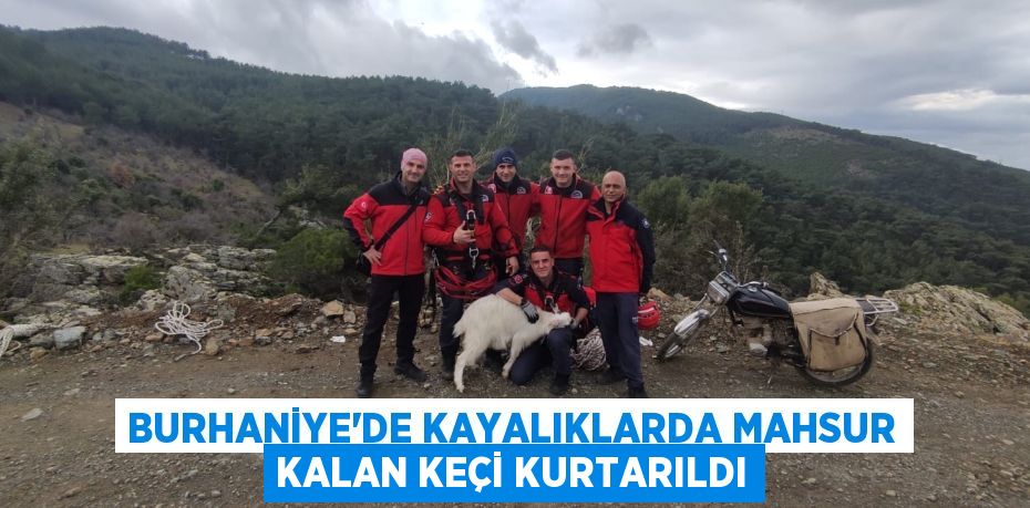 BURHANİYE’DE KAYALIKLARDA MAHSUR KALAN KEÇİ KURTARILDI