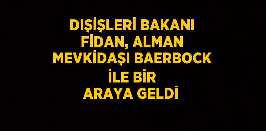 DIŞİŞLERİ BAKANI FİDAN, ALMAN MEVKİDAŞI BAERBOCK İLE BİR ARAYA GELDİ