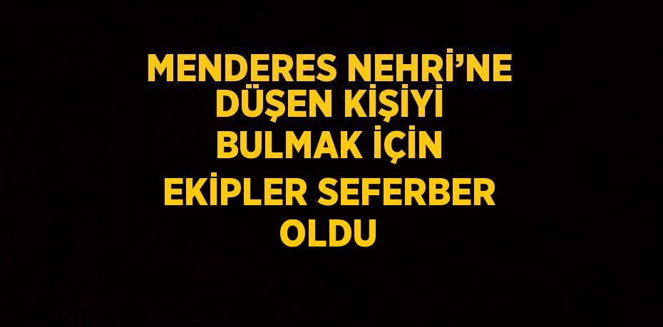 MENDERES NEHRİ’NE DÜŞEN KİŞİYİ BULMAK İÇİN EKİPLER SEFERBER OLDU