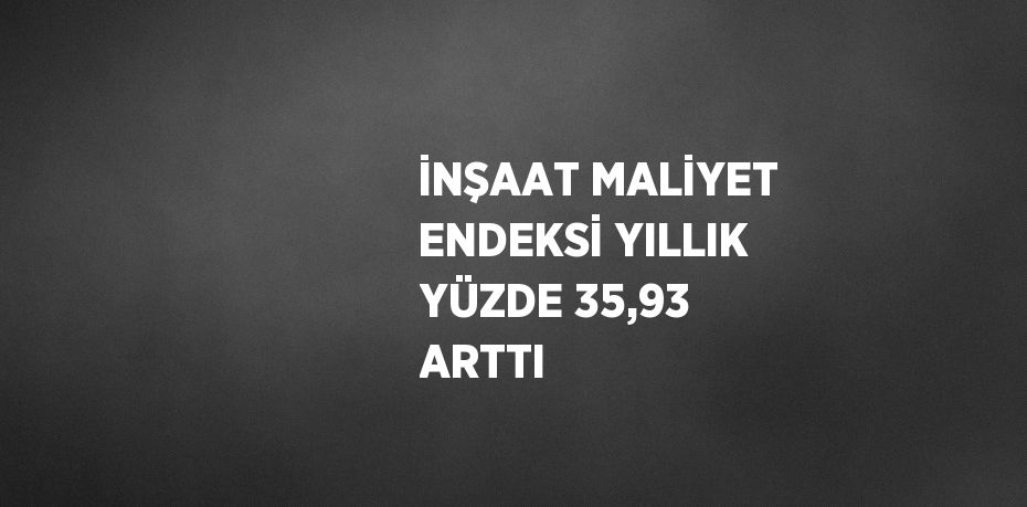 İNŞAAT MALİYET ENDEKSİ YILLIK YÜZDE 35,93 ARTTI