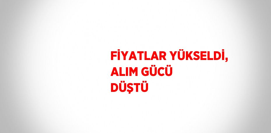 FİYATLAR YÜKSELDİ, ALIM GÜCÜ DÜŞTÜ