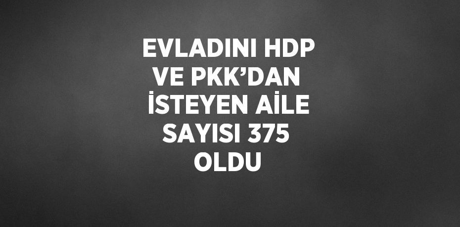 EVLADINI HDP VE PKK’DAN İSTEYEN AİLE SAYISI 375 OLDU
