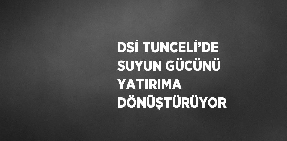 DSİ TUNCELİ’DE SUYUN GÜCÜNÜ YATIRIMA DÖNÜŞTÜRÜYOR