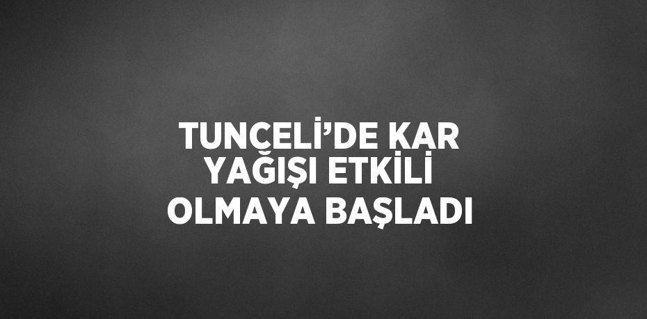 TUNCELİ’DE KAR YAĞIŞI ETKİLİ OLMAYA BAŞLADI