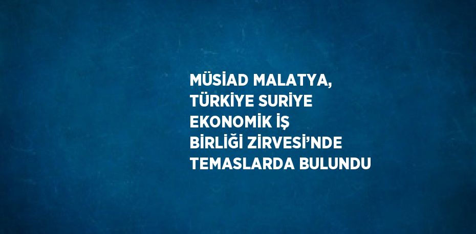 MÜSİAD MALATYA, TÜRKİYE SURİYE EKONOMİK İŞ BİRLİĞİ ZİRVESİ’NDE TEMASLARDA BULUNDU