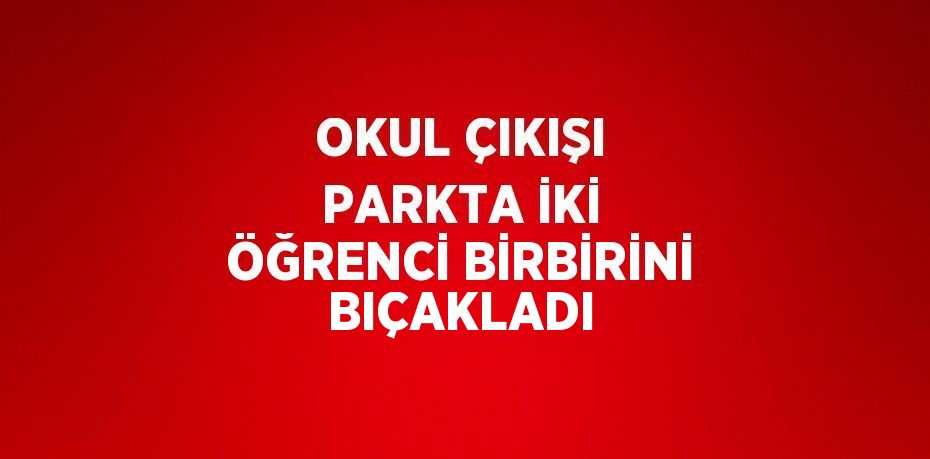 OKUL ÇIKIŞI PARKTA İKİ ÖĞRENCİ BİRBİRİNİ BIÇAKLADI