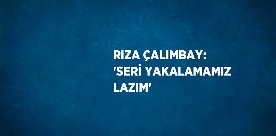 RIZA ÇALIMBAY: 'SERİ YAKALAMAMIZ LAZIM'