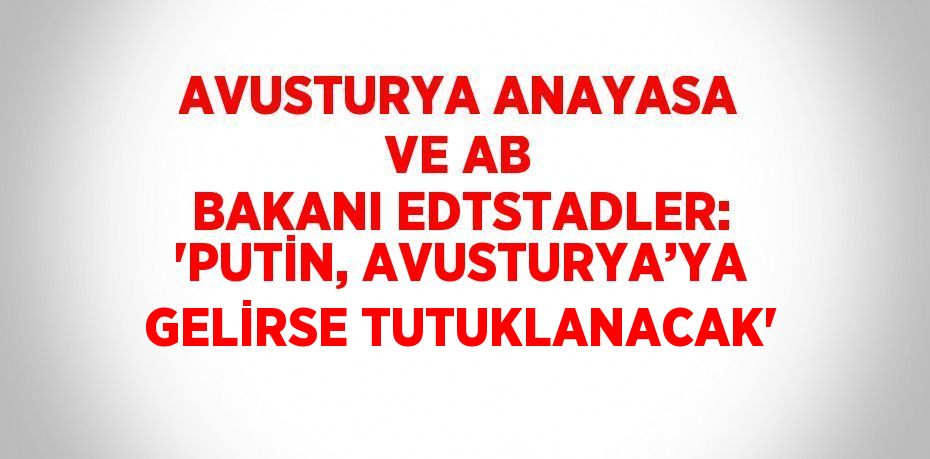 AVUSTURYA ANAYASA VE AB BAKANI EDTSTADLER: 'PUTİN, AVUSTURYA’YA GELİRSE TUTUKLANACAK'