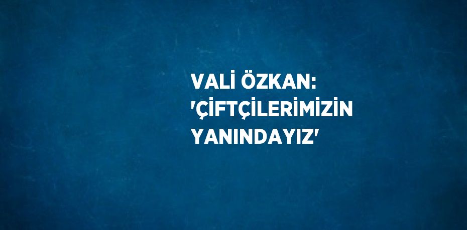 VALİ ÖZKAN: 'ÇİFTÇİLERİMİZİN YANINDAYIZ'
