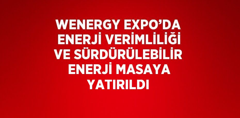 WENERGY EXPO’DA ENERJİ VERİMLİLİĞİ VE SÜRDÜRÜLEBİLİR ENERJİ MASAYA YATIRILDI