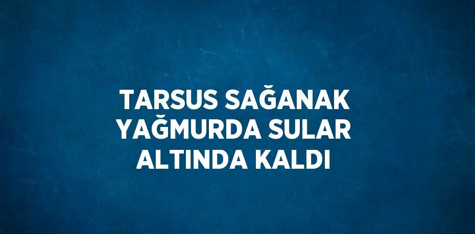 TARSUS SAĞANAK YAĞMURDA SULAR ALTINDA KALDI