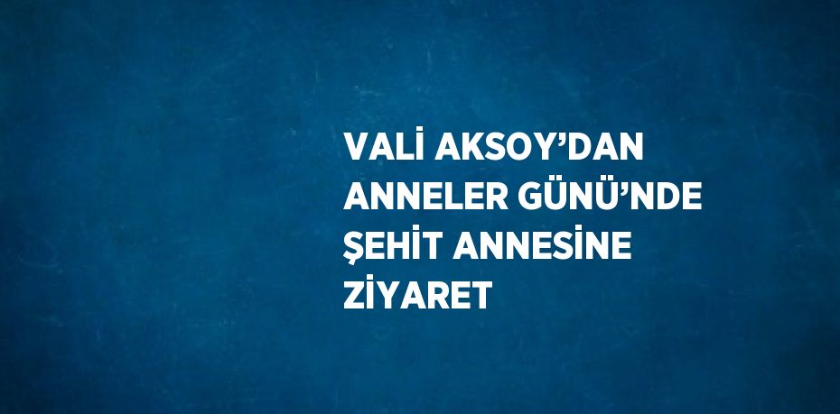 VALİ AKSOY’DAN ANNELER GÜNÜ’NDE ŞEHİT ANNESİNE ZİYARET