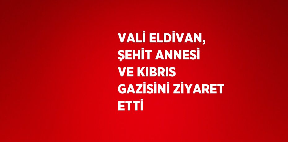 VALİ ELDİVAN, ŞEHİT ANNESİ VE KIBRIS GAZİSİNİ ZİYARET ETTİ