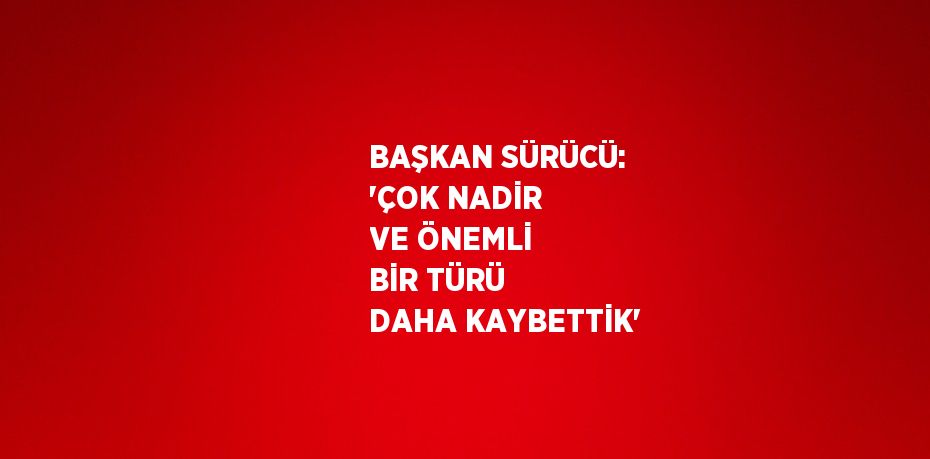 BAŞKAN SÜRÜCÜ: 'ÇOK NADİR VE ÖNEMLİ BİR TÜRÜ DAHA KAYBETTİK'