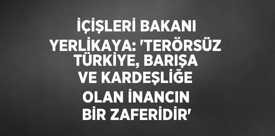 İÇİŞLERİ BAKANI YERLİKAYA: 'TERÖRSÜZ TÜRKİYE, BARIŞA VE KARDEŞLİĞE OLAN İNANCIN BİR ZAFERİDİR'