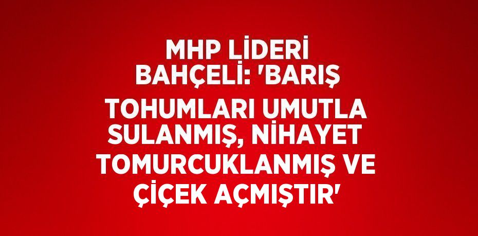 MHP LİDERİ BAHÇELİ: 'BARIŞ TOHUMLARI UMUTLA SULANMIŞ, NİHAYET TOMURCUKLANMIŞ VE ÇİÇEK AÇMIŞTIR'