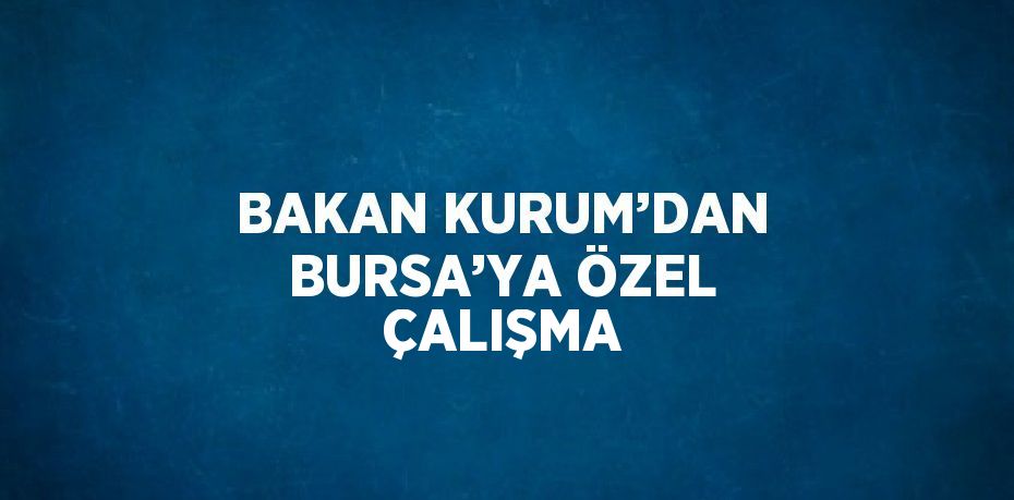 BAKAN KURUM’DAN BURSA’YA ÖZEL ÇALIŞMA