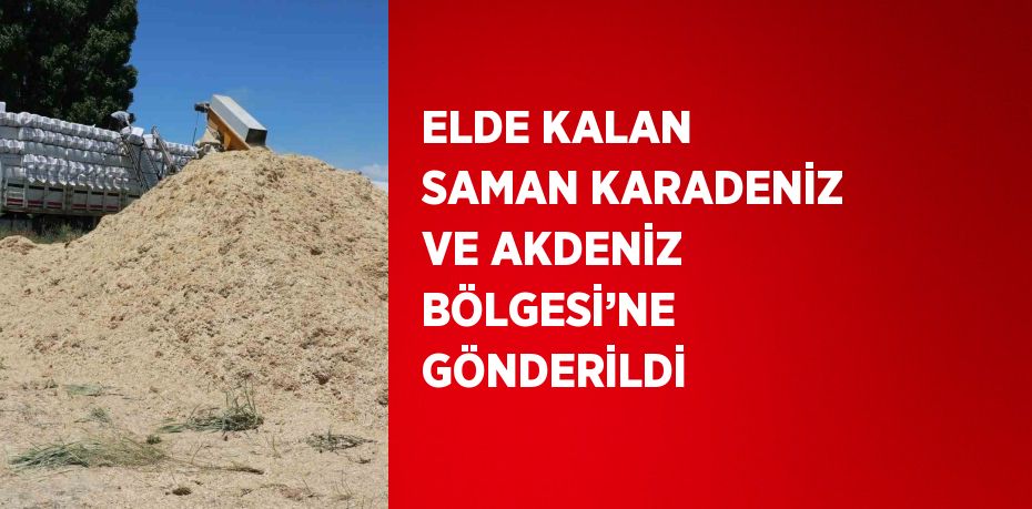 ELDE KALAN SAMAN KARADENİZ VE AKDENİZ BÖLGESİ’NE GÖNDERİLDİ