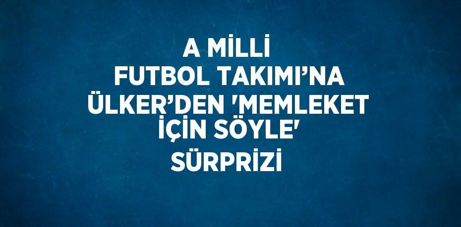 A MİLLİ FUTBOL TAKIMI’NA ÜLKER’DEN 'MEMLEKET İÇİN SÖYLE' SÜRPRİZİ