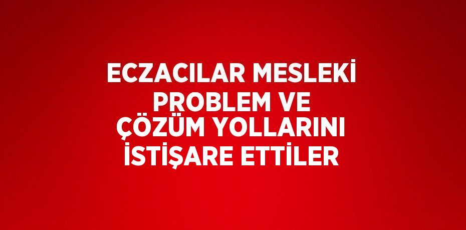 ECZACILAR MESLEKİ PROBLEM VE ÇÖZÜM YOLLARINI İSTİŞARE ETTİLER