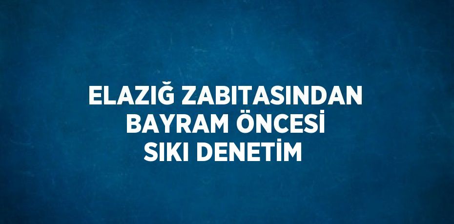 ELAZIĞ ZABITASINDAN BAYRAM ÖNCESİ SIKI DENETİM